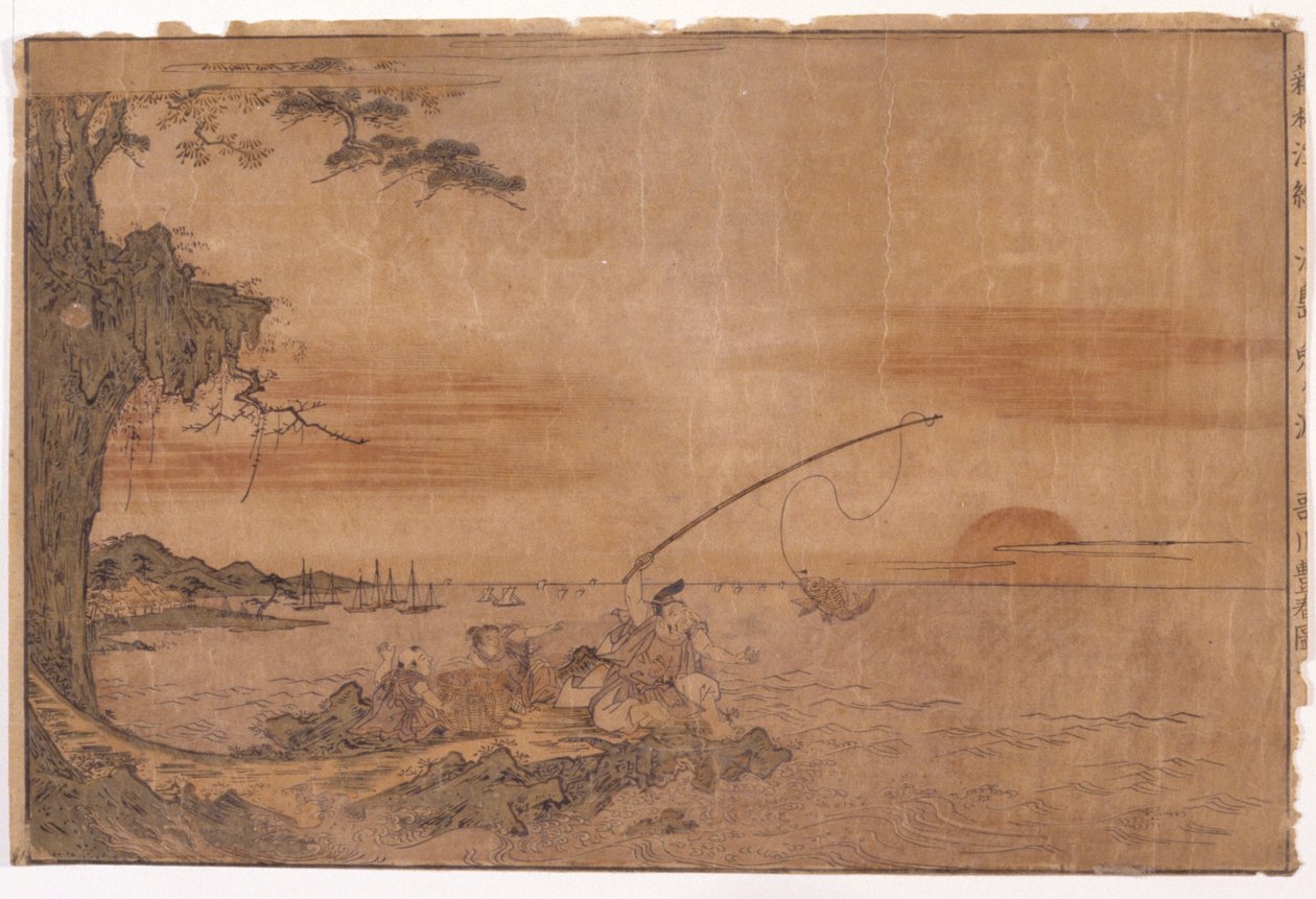 Paesaggio con pescatore da School Japanese