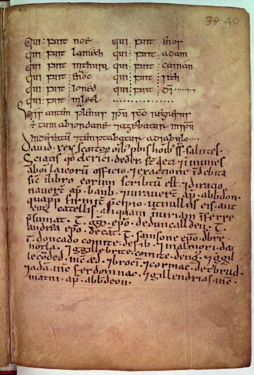 Ms 11.6.32 Carta rilasciata ai chierici di Deer, da Re David (1084-1183) da 
