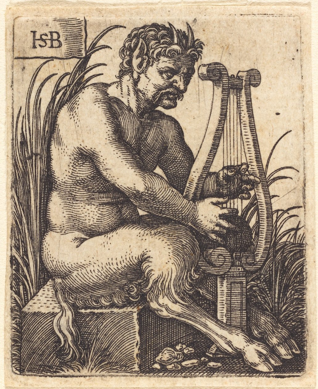 Satiro che suona la lira da Sebald Beham