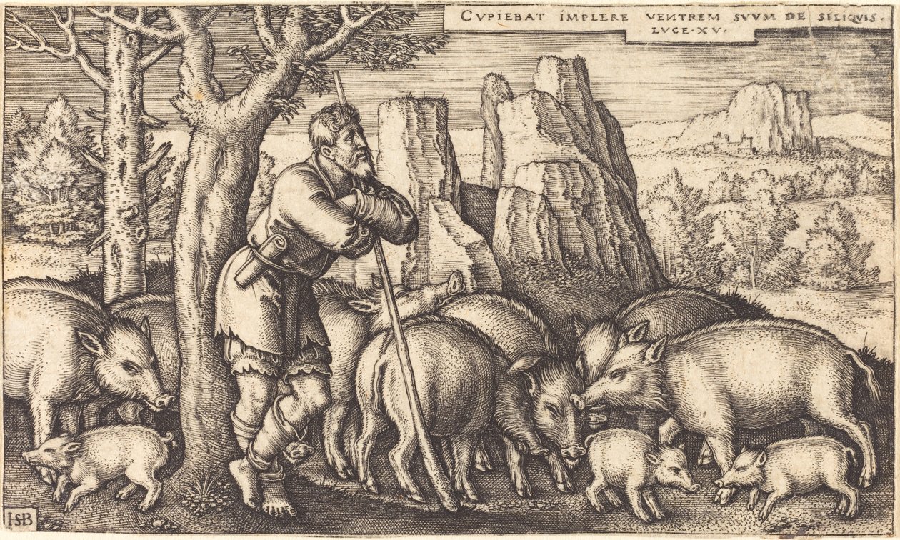 Il figliol prodigo con i maiali da Sebald Beham