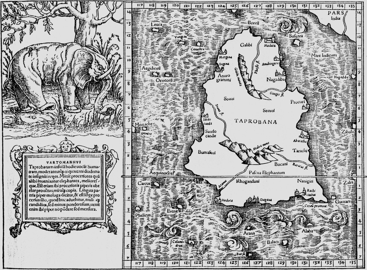 Tabula Asiae XII, isola di Toprobana da Sebastian Munster