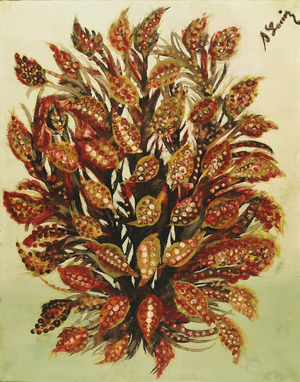 Melograno su sfondo verde, 1930 da Seraphine Louis