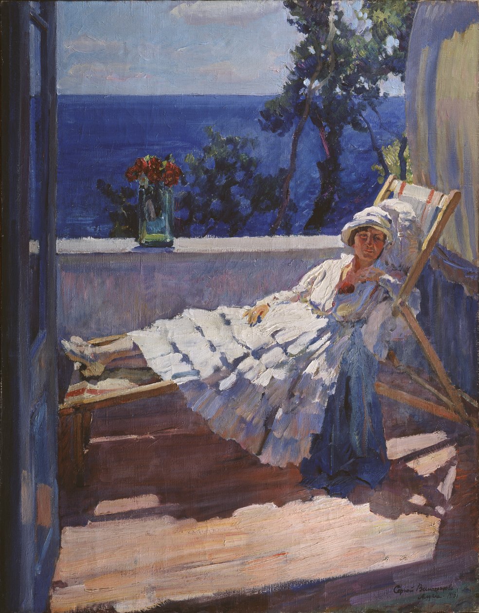 Una signora sul balcone, 1916 da Sergei Arsenevich Vinogradov