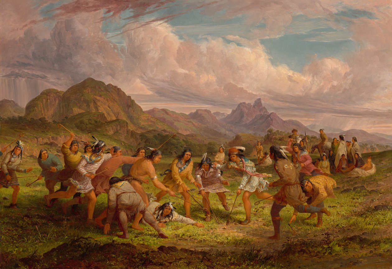 Gioco della palla tra gli indiani Sioux da Seth Eastman