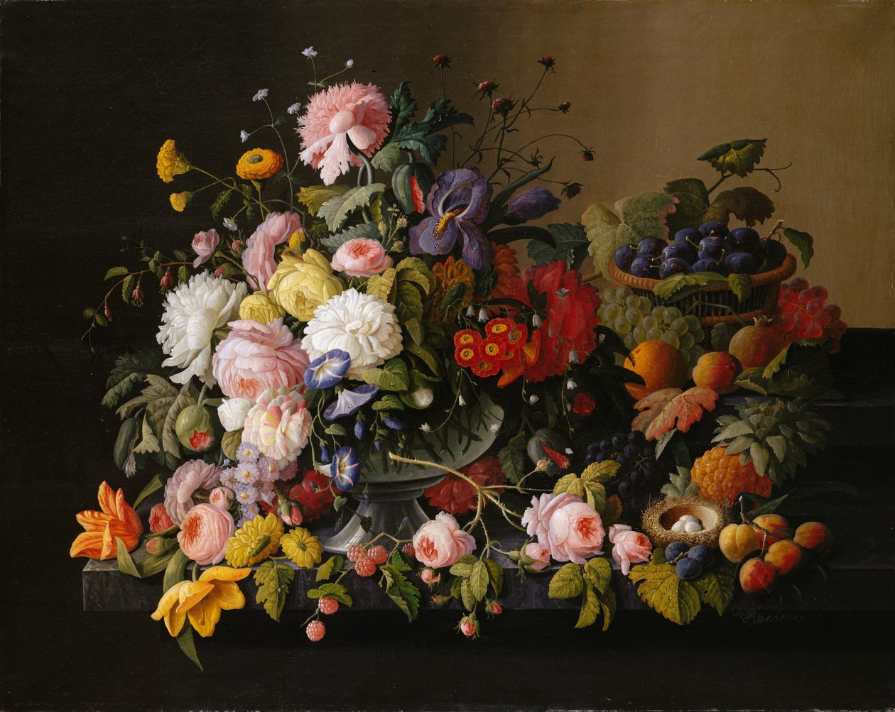 Natura morta: fiori e frutta da Severin Roesen