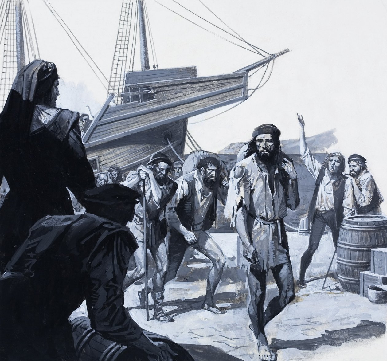 Uomini di Magellano (gouache su carta) da Severino Baraldi
