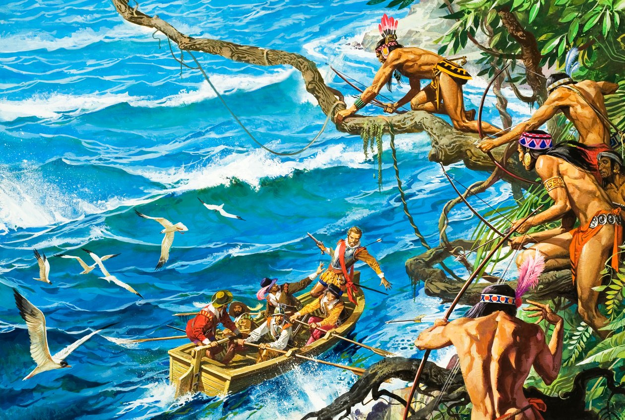 Sir Francis Drake ferito da una freccia da Severino Baraldi