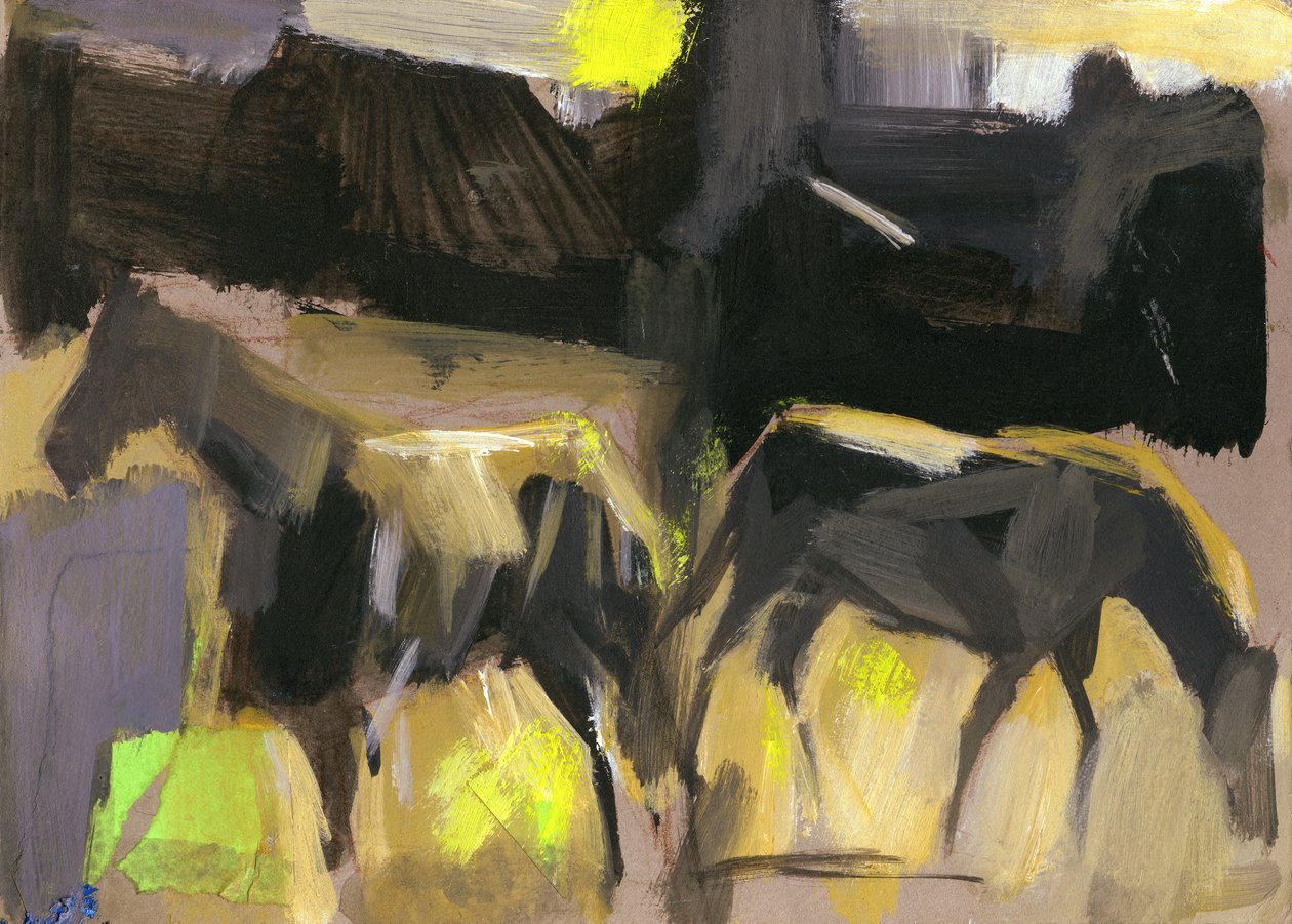Cavalli grigi, 2024 (gouache su carta) da Shaun Carey