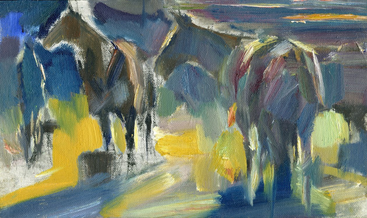 Due cavalli, 2024 (olio su tavola) da Shaun Carey