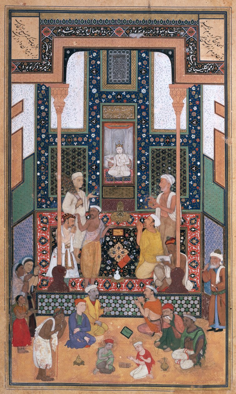 Visita di Sadi a un Tempio Indiano, miniatura da un Bustan (Il Frutteto) di Sadi, Bukhara, Uzbekistan Occidentale, c.1531-32 da Shaykh Zada