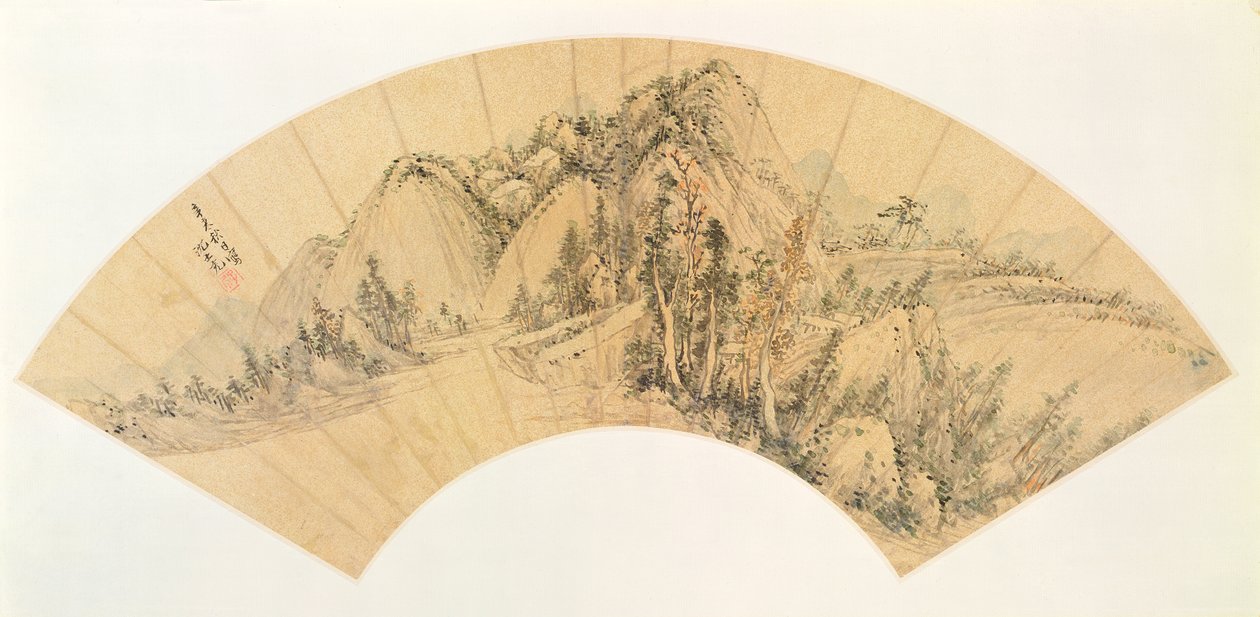 Ventaglio raffigurante un paesaggio da Shen Shih Chung