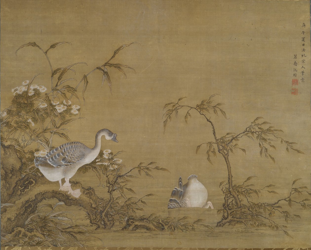 Oche su una riva del fiume, dinastia Qing da Shen Kai