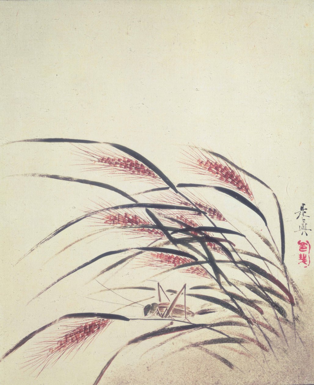Spighe di riso e grillo da Shibata Zeshin