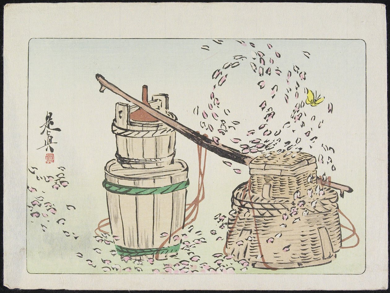 Petali catturati in un vortice da Shibata Zeshin