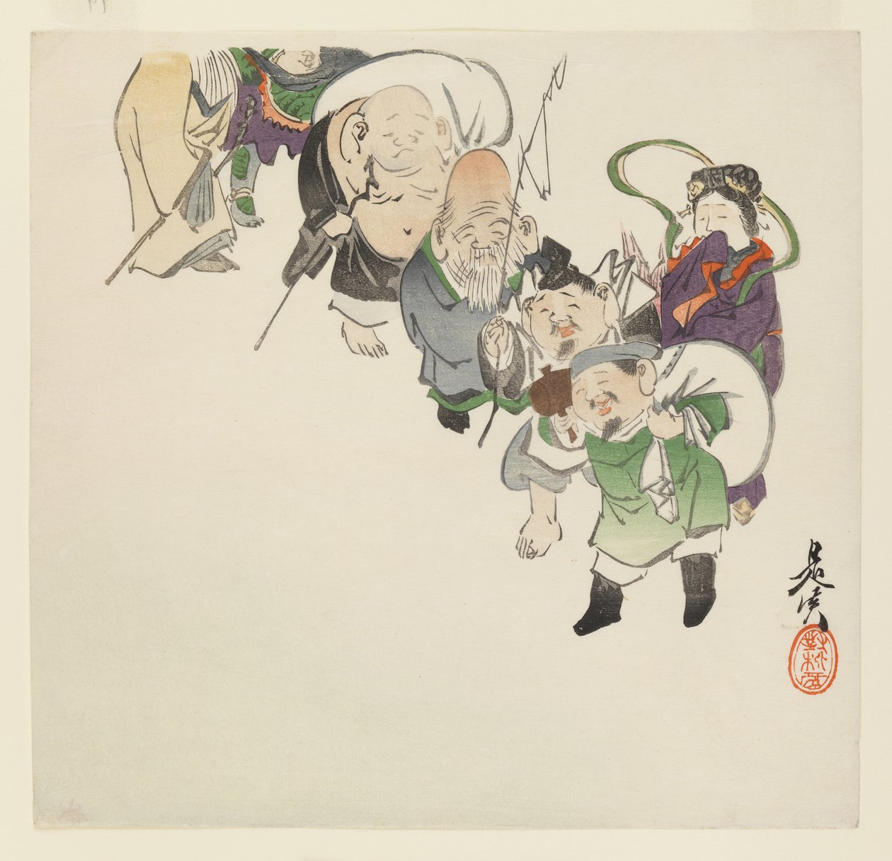 Sette dei della buona fortuna, c. 1885 da Shibata Zeshin