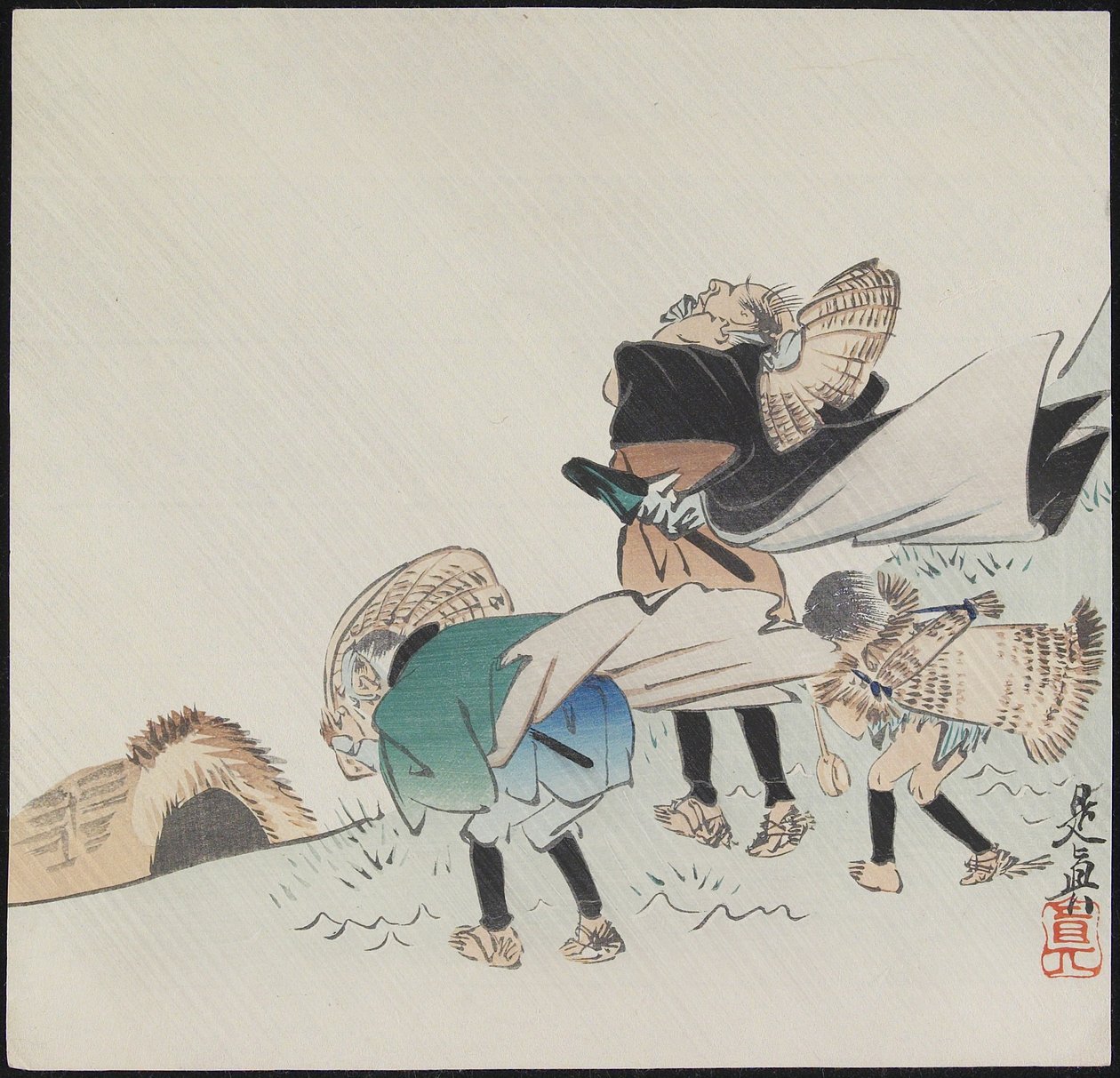 Viaggiatori in una tempesta da Shibata Zeshin