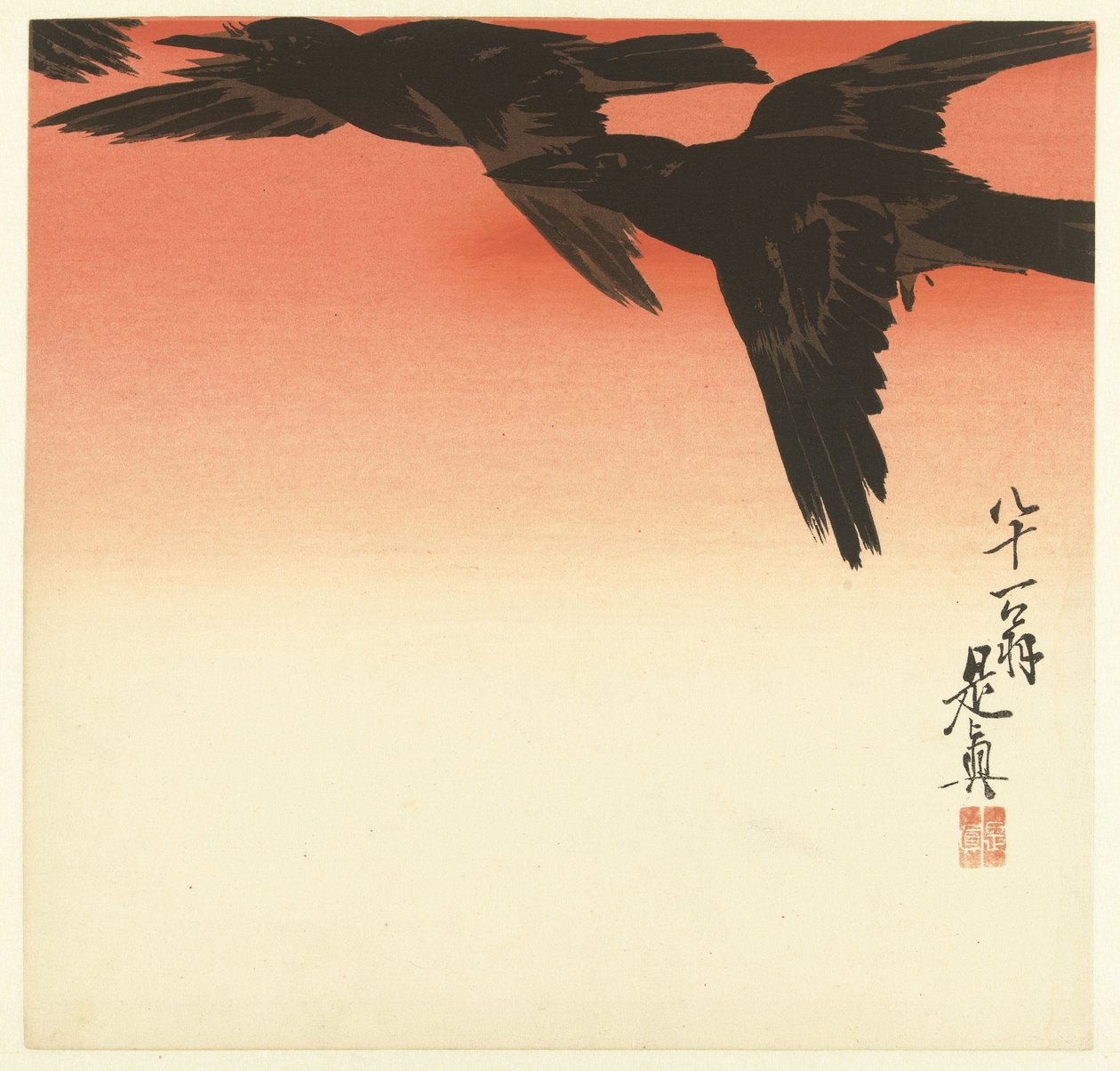 Corvi contro un cielo rosso da Shibata Zeshin