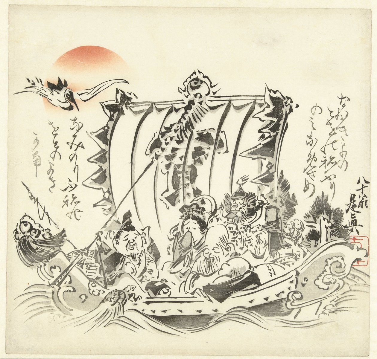 Sette dei della fortuna mal di mare da Shibata Zeshin