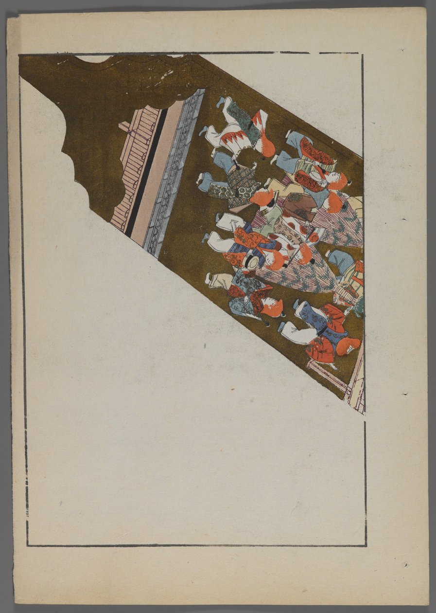 Giochi giapponesi, da Unai no tomo (Gli amici di un bambino) di Shimizu Seifu, 1891-1923. Racchetta Hanetsuki con scena teatrale. da Shimizu Seifu