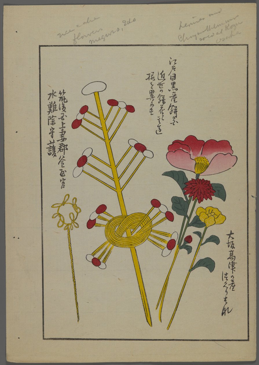 Giochi giapponesi, da Unai no tomo (Gli amici di un bambino) di Shimizu Seifu, 1891-1923. Fiori, nodi. da Shimizu Seifu