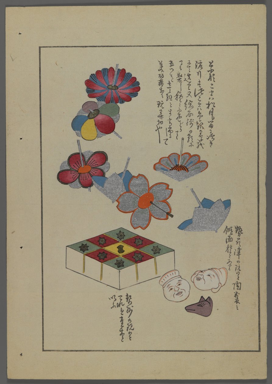 Giochi giapponesi, da Unai no tomo (Gli amici di un bambino) di Shimizu Seifu, 1891-1923. Fiori, blocchi, teste di animali e umane. da Shimizu Seifu