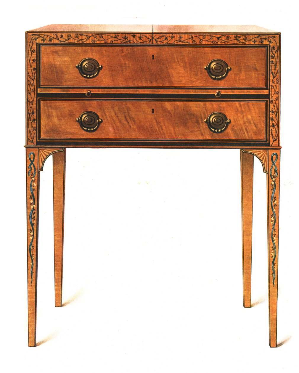 Tavolo da toeletta in legno satinato dipinto, 1908 da Shirley Charles Llewellyn Slocombe