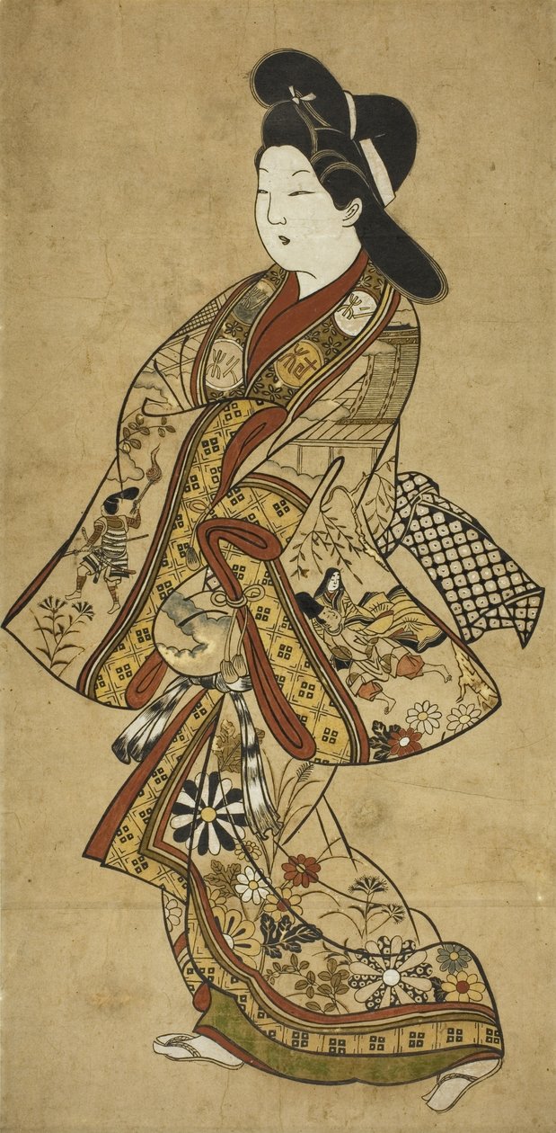 Una bellezza che cammina, XVII secolo da Sigimura Jihei