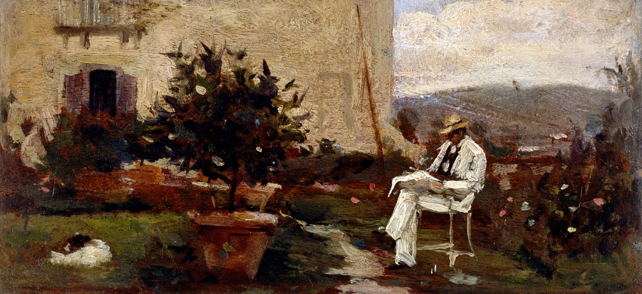 Luigi Tommasi in giardino da Silvestro Lega