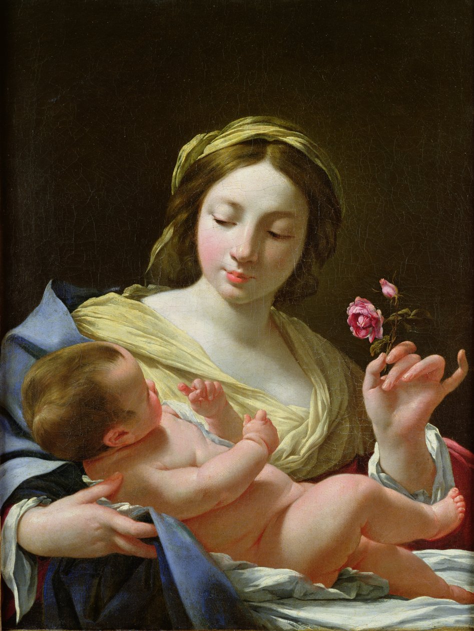 La Vergine e il Bambino con una rosa da Simon Vouet