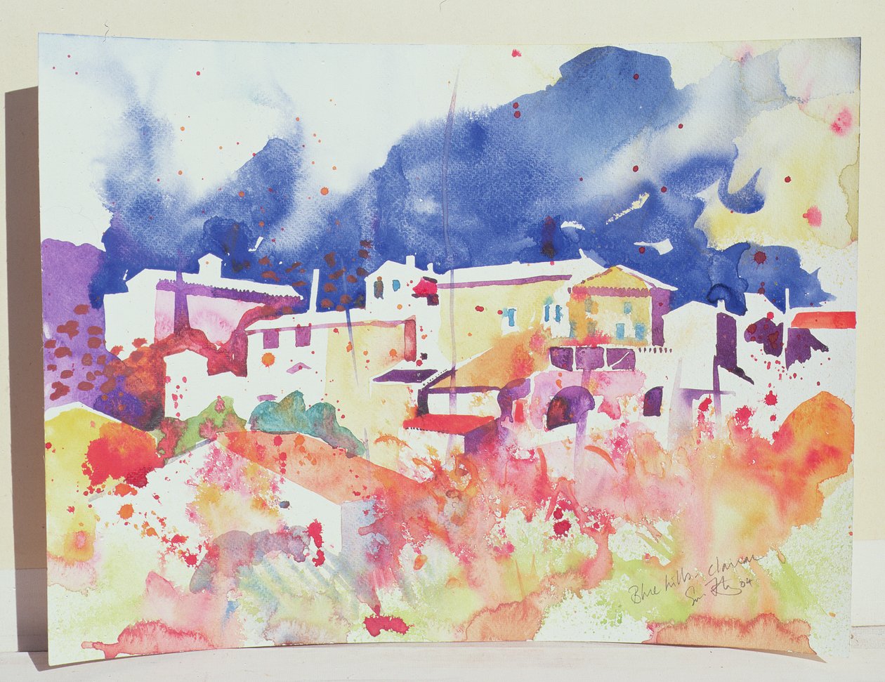 Colline blu, Clairac, 2004 (acquerello su carta) da Simon Fletcher
