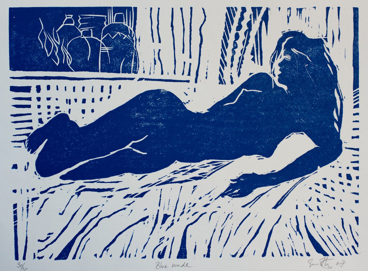Nudo blu, 2007 (xilografia) da Simon Fletcher
