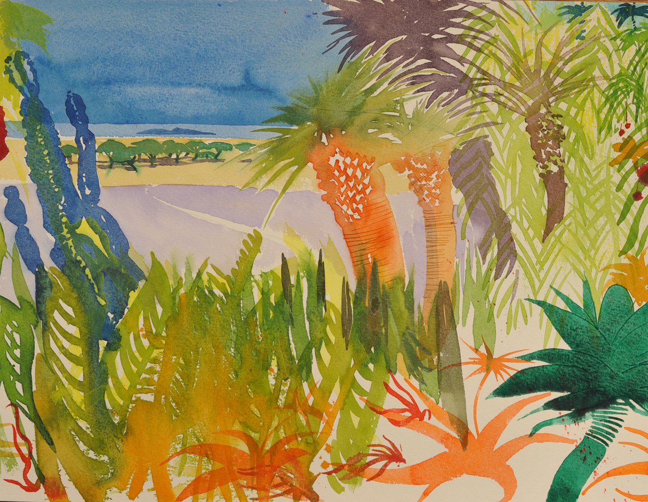 Giardino di cactus, 2016 (acquerello) da Simon Fletcher