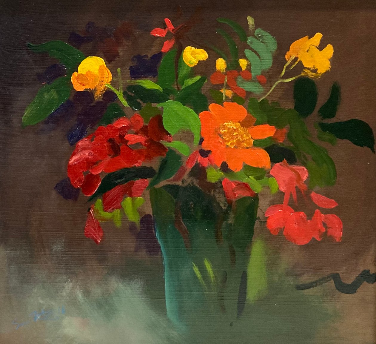Cassia e Tithonia (olio su tavola) da Simon Fletcher