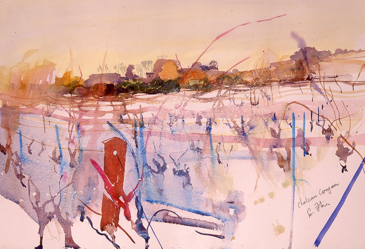 Coujan Hiver (acquerello su carta) da Simon Fletcher