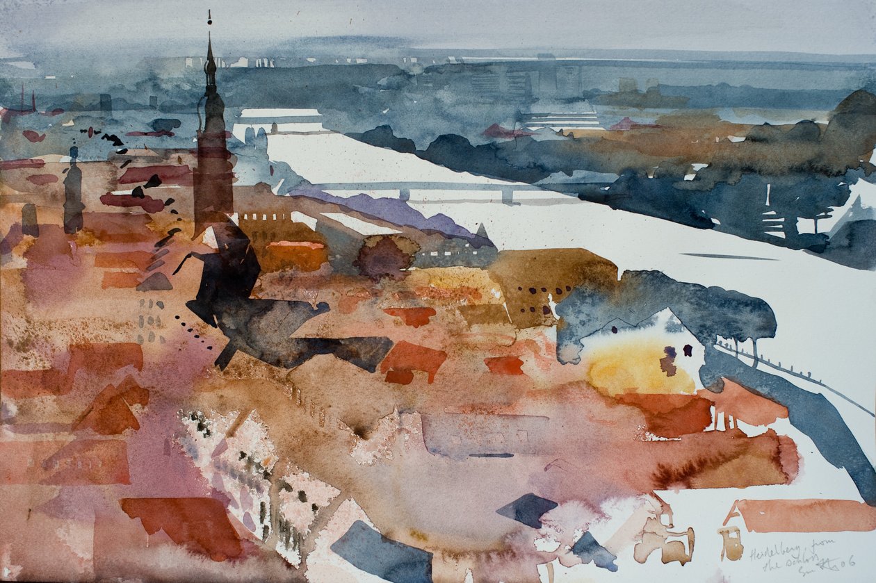 Heidelberg dal castello, 2006 (acquerello) da Simon Fletcher