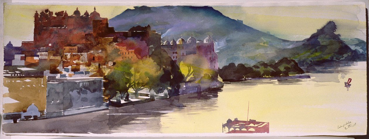 Lago Pichola, 2007 (acquerello su carta) da Simon Fletcher