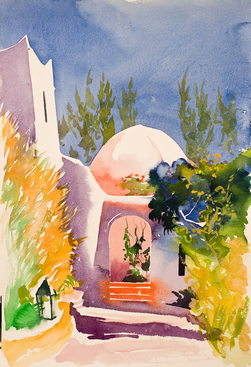 Corte rosa, 2016 (acquerello) da Simon Fletcher
