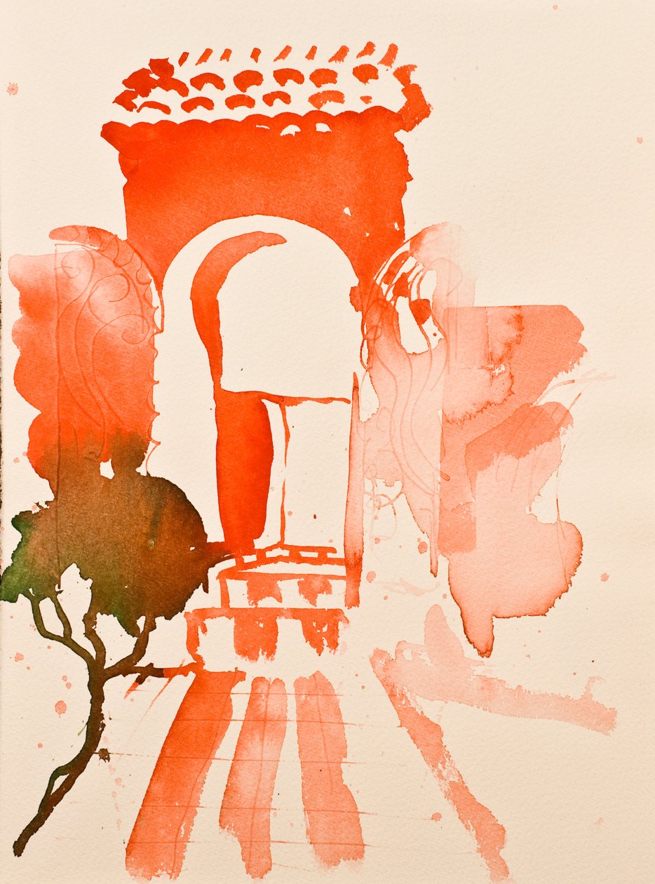 Cancello rosso, 2016 (acquerello) da Simon Fletcher