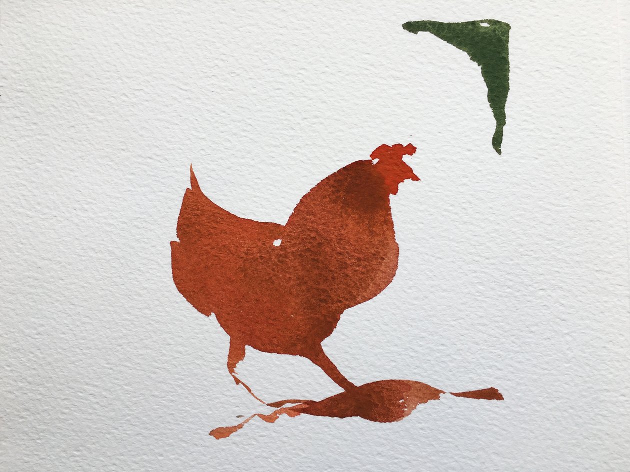 Pollo singolo, 2020 (opera su carta) da Simon Fletcher