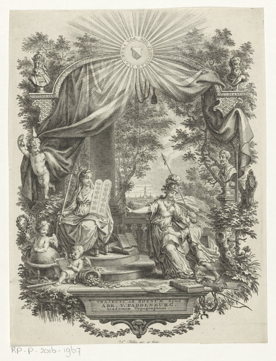 Minerva riceve un giovane da Simon Fokke