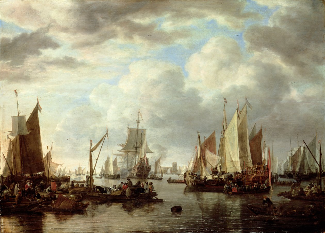 Navi davanti a Dordrecht, 1651 da Simon de Vlieger