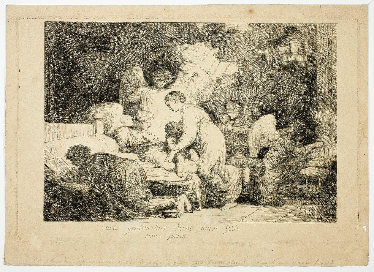 La Sacra Famiglia Servita dagli Angeli da Simon Julien