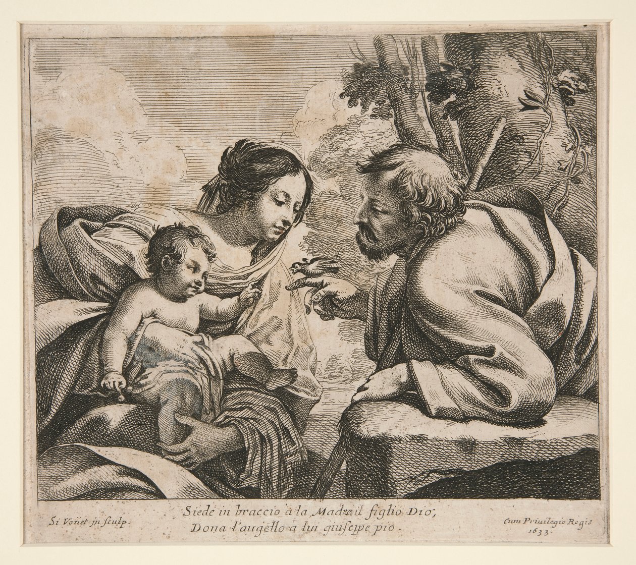 Sacra Famiglia con un uccello da Simon Vouet