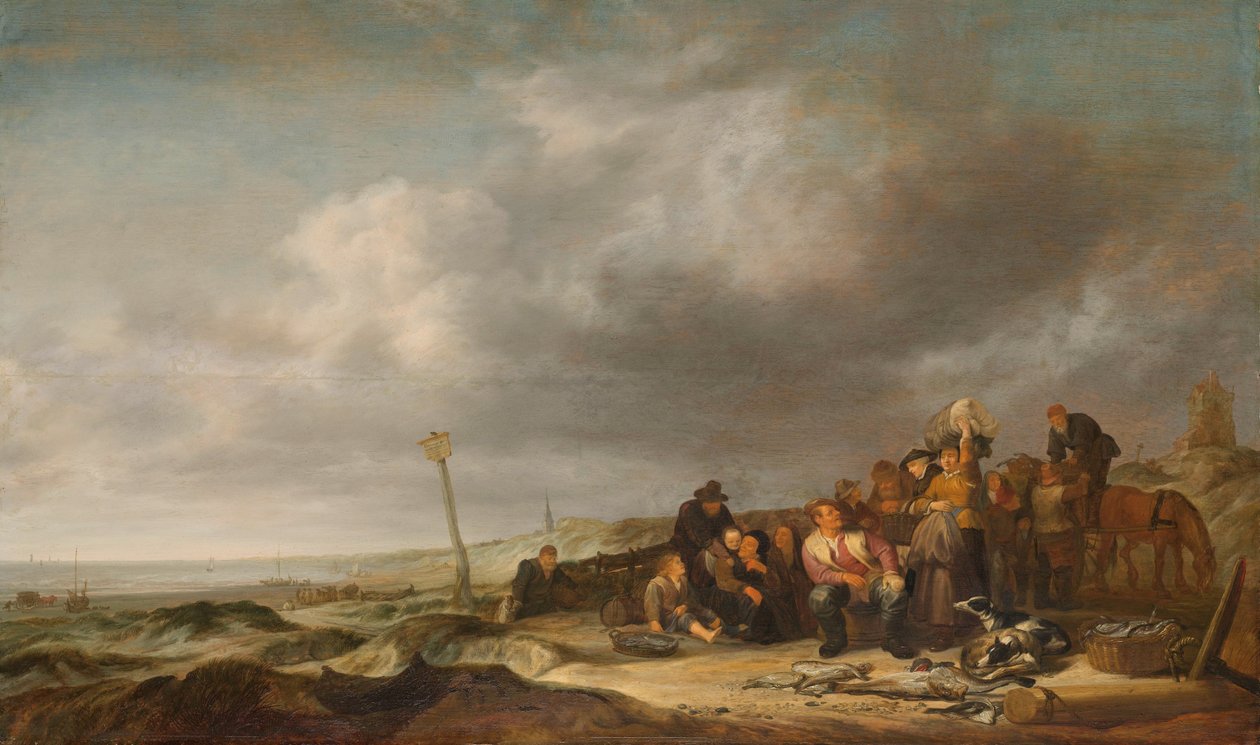 Spiaggia con pescatori da Simon de Vlieger (attributed to)