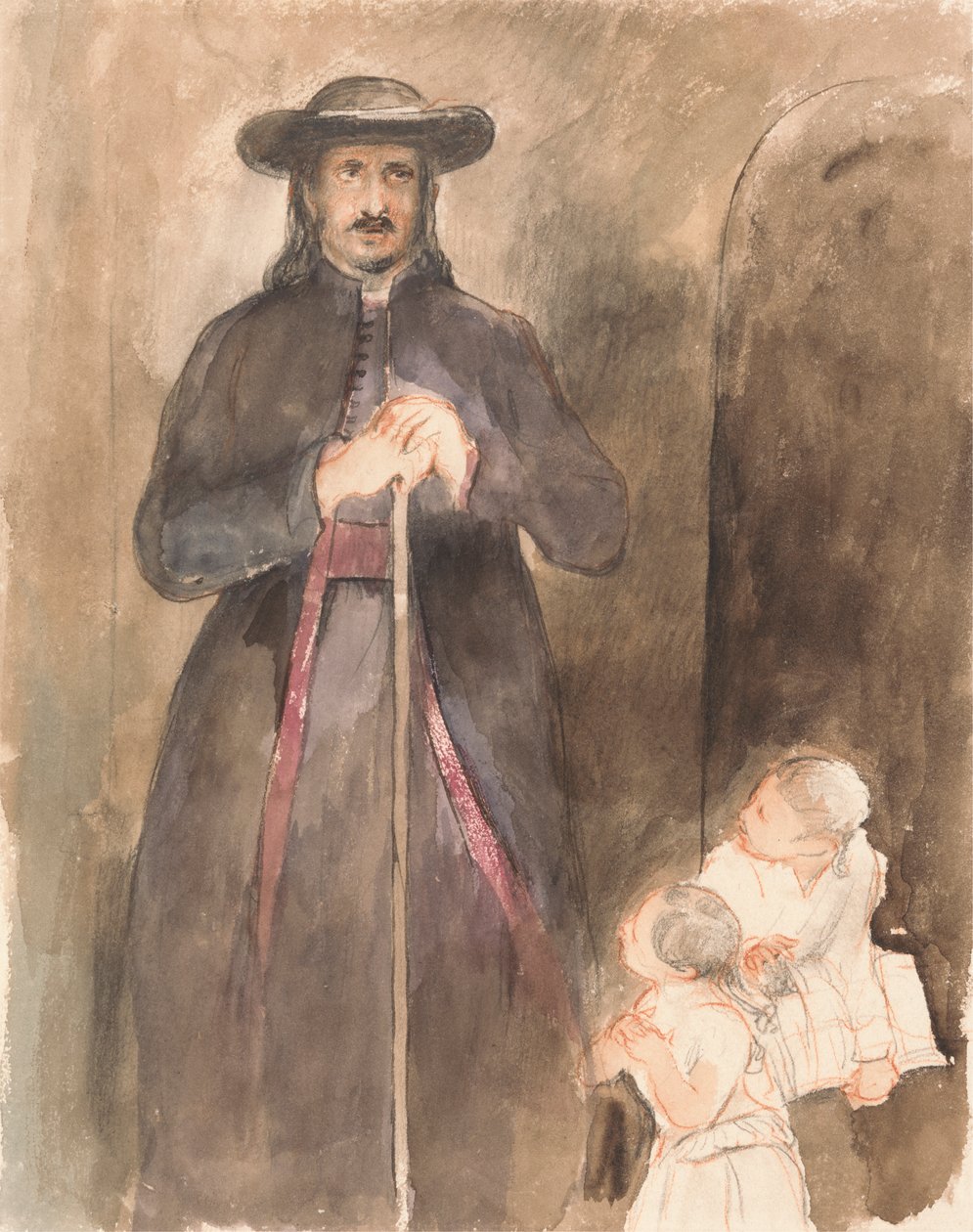 Un Sacerdote con Due Bambini da Sir David Wilkie