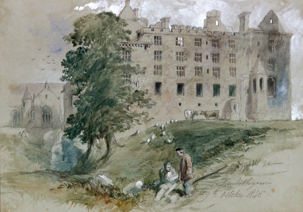 Castello di Linlithgow, West Lothian, Scozia, 1845 da Sir John Gilbert