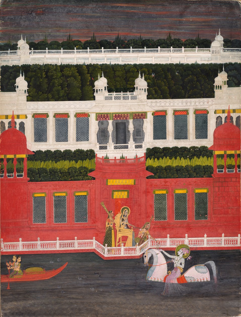 Krishna riceve una ghirlanda di fiori da Sitaram