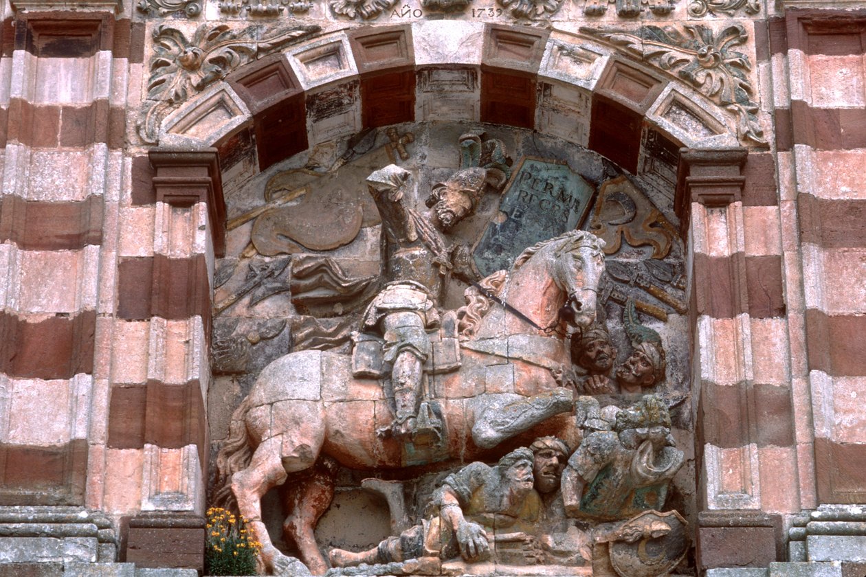 Statua di un cavaliere a cavallo da Spanish School