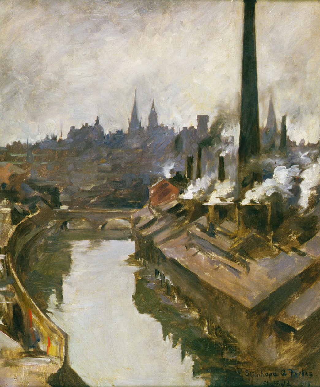 Sheffield: Fiume e Ciminiere Fumanti da Stanhope Alexander Forbes