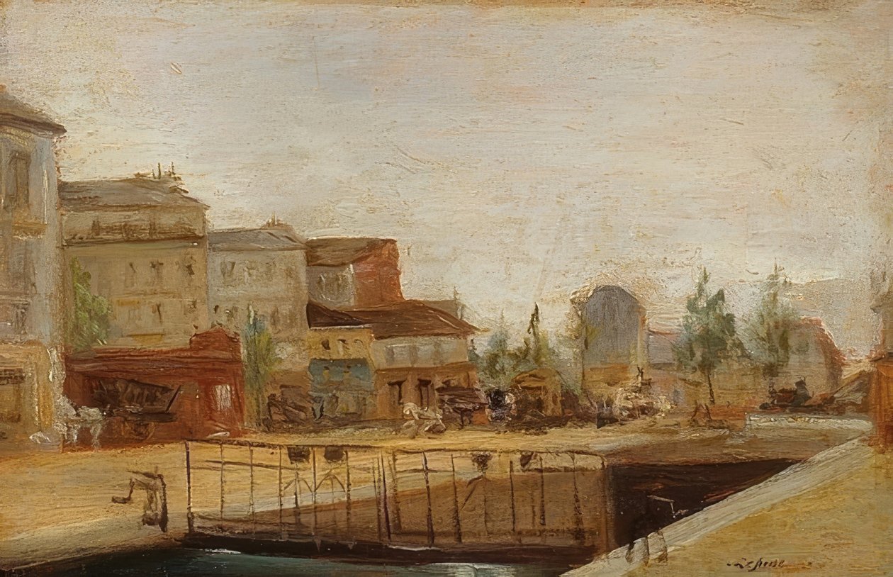 Il canale Saint-Martin a Parigi con chiusa da Stanislas Lepine